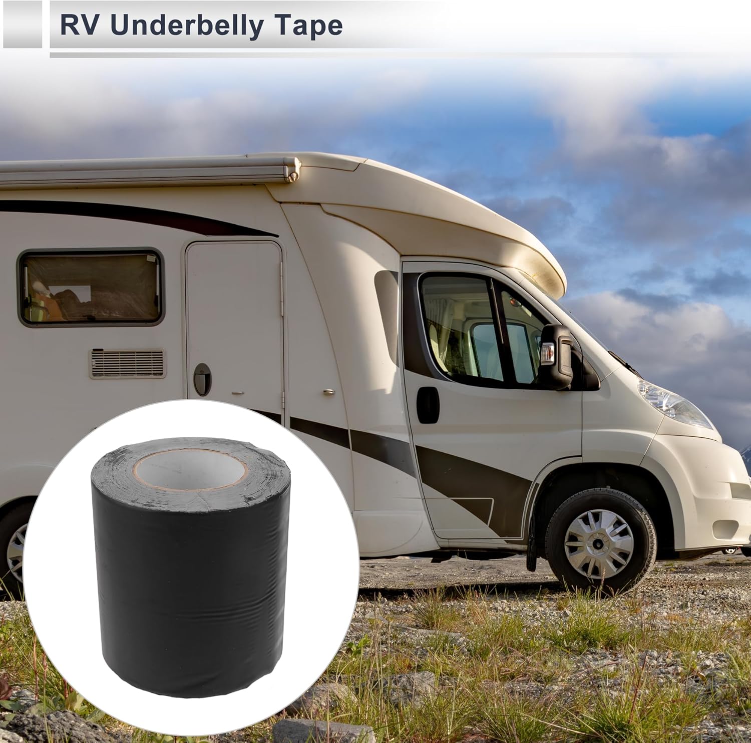 1 Roll Universal Underbelly Tape Waterproof 49.21ftx5.91" Flex Belly Tape for RV Mobile Home, Camper Travel Trailer, Tear Repair Patch Black