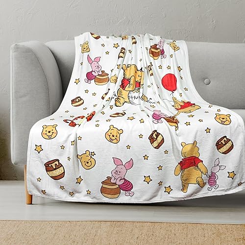 Manta de franela con diseño de oso de dibujos animados, suave y ligera y cálida manta de felpa para bebé, manta de viaje ultra acogedora para