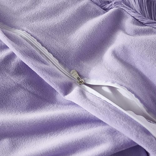 Miniatura 6 de Uhamho Lujosa funda de edredón mullida de 1 pieza, funda de edredón de pelo sintético lanudo de felpa de terciopelo, cierre de cremallera, sin funda