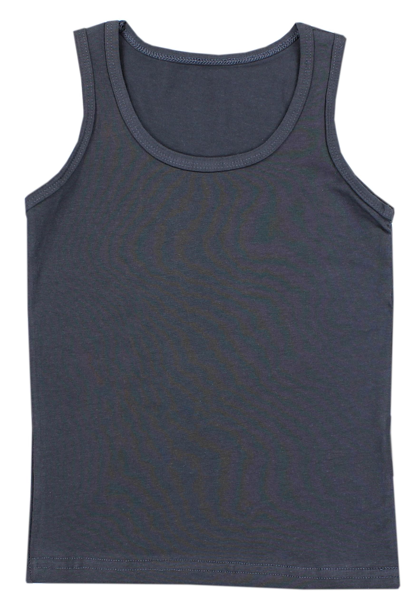 TupTam Camisetas Interiores Niño – Pack de 5 Camisetas Sin Mangas en Algodón, Suaves y Transpirables, Negro Azul Oscuro Gris Antracita Azul, 128-134