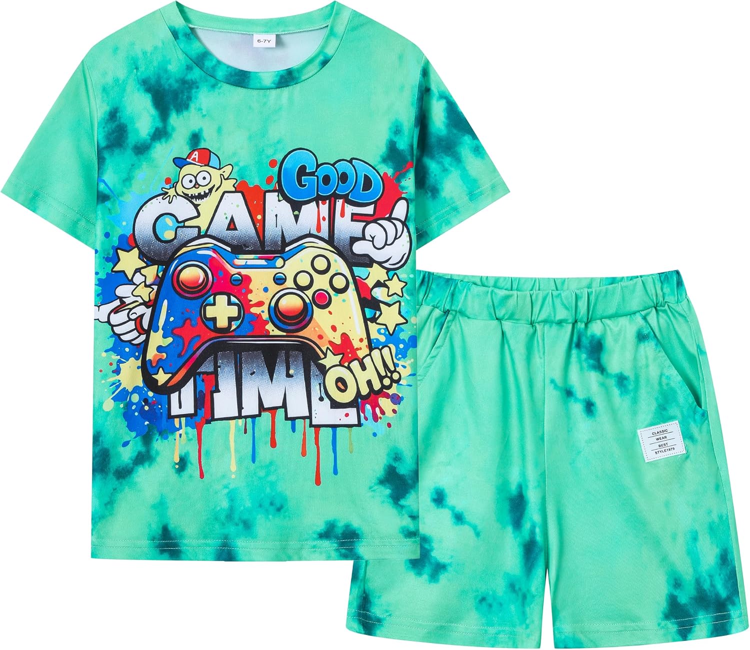 Boys Summer Clothes Short Sleeve Top and Shorts 2-Piece Kids Outfits Boys Sets Size 7-12 Years