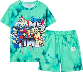 Boys Summer Clothes Short Sleeve Top and Shorts 2-Piece Kids Outfits Boys Sets Size 7-12 Years