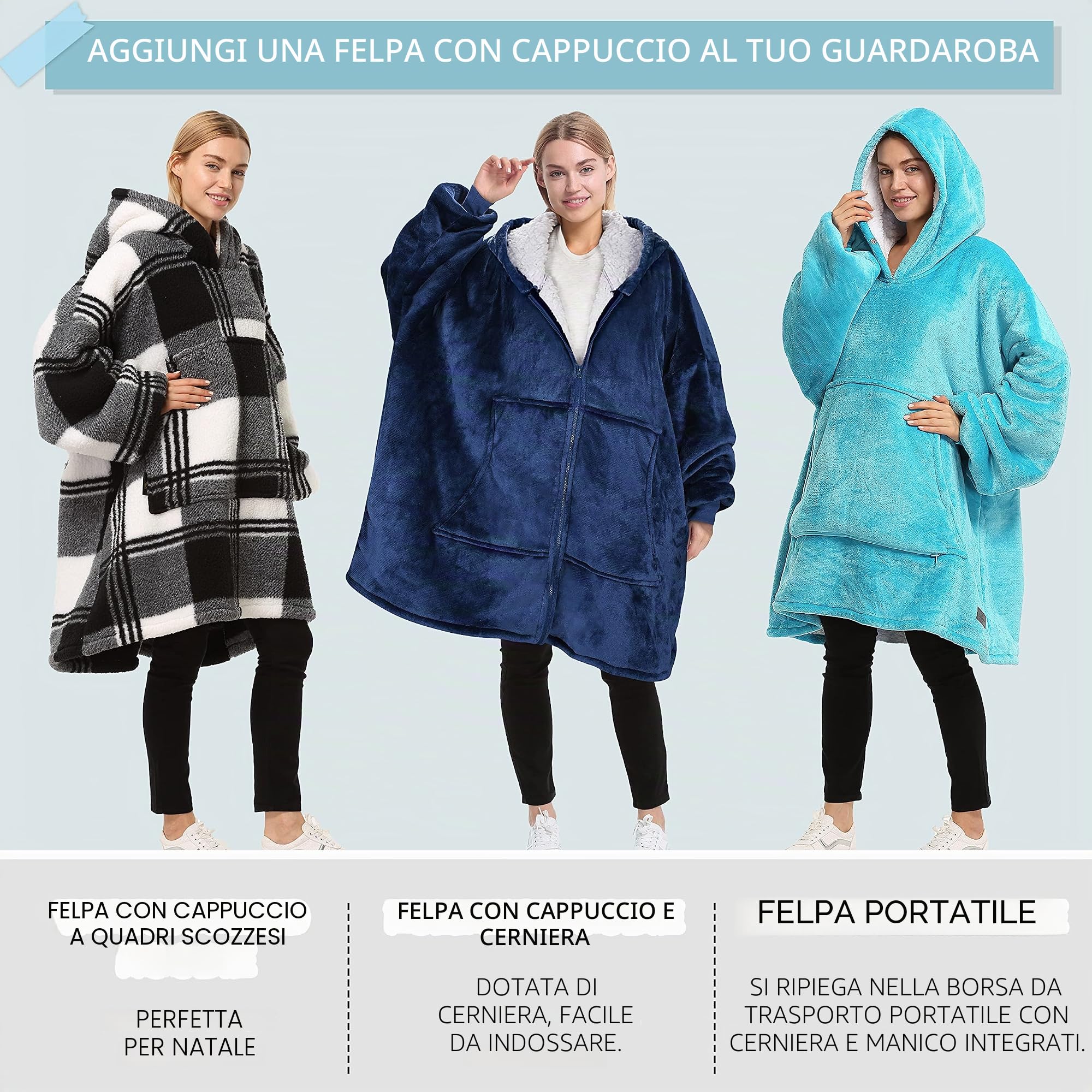 Catalonia Classy Felpa con cappuccio oversize Lungo, felpa oversize pile con ampia tasca frontale, coperta con maniche mucca, Regalo per adulti, donna, adolescenti, fidanzata, moglie