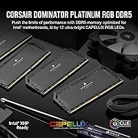 Vista 2 de CORSAIR Dominator Platinum RGB DDR5 RAM 64 GB (2 x 32 GB) 5600 MHz CL40 Intel XMP iCUE Memoria de computadora compatible - Negro (CMT64GX5M2X5600C40)