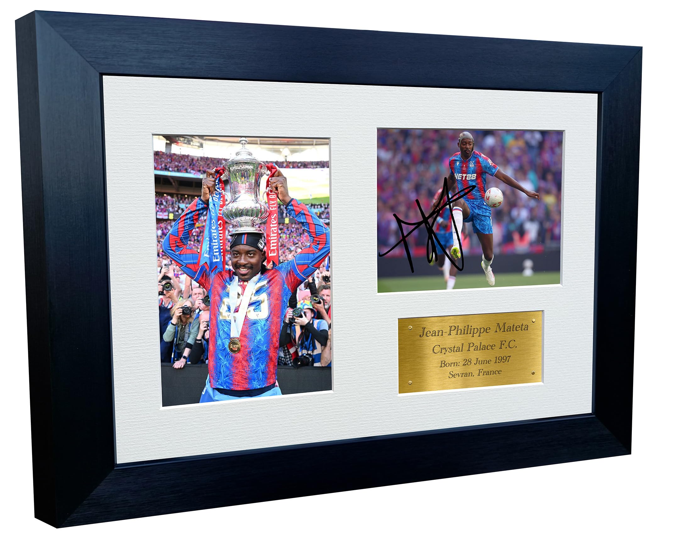 12x8 A4 Signed Jean Philippe Mateta Crystal Palace FC FA Cup Winners 2025 Autographed Autograph Signature Picture Frame Photograph Photo Poster Football Soccer Gift Triple Gold