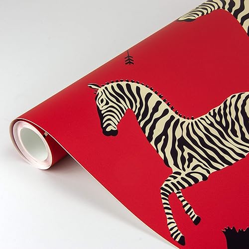 Miniatura 6 de Scalamandre SCS3869 Masai Zebra Safari - Papel tapiz autoadhesivo color rojo