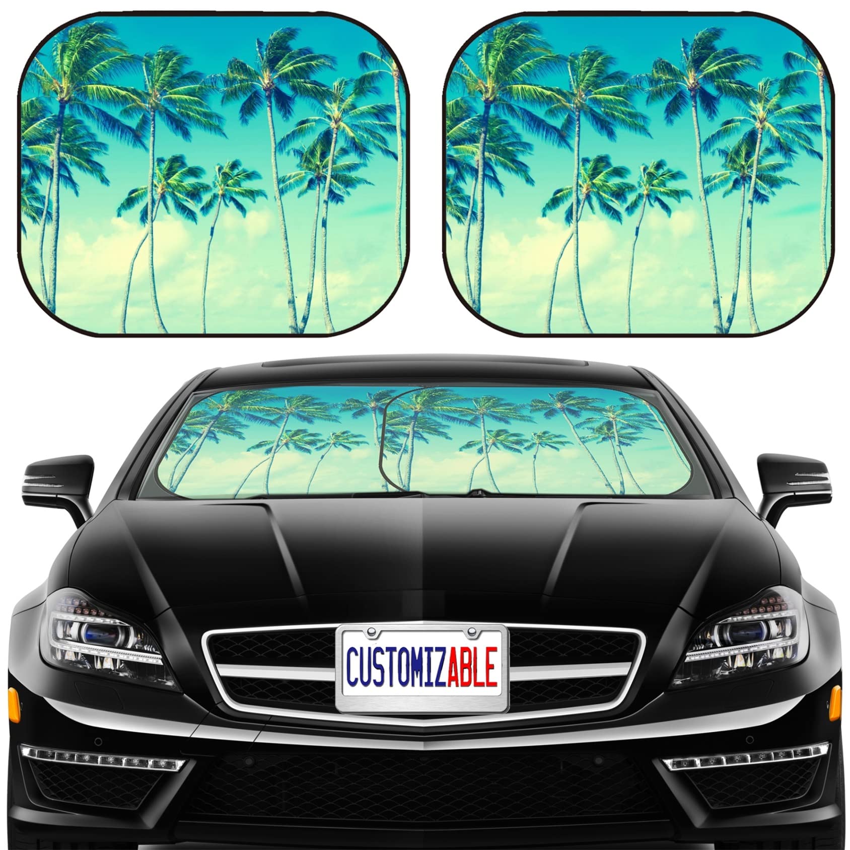 MSD Car Sun Shade Windshield Sunshade Universal Fit 2 Pack, Block Sun Glare, UV and Heat, Protect Car Interior, Image ID: 31137668 Filtered Vintage