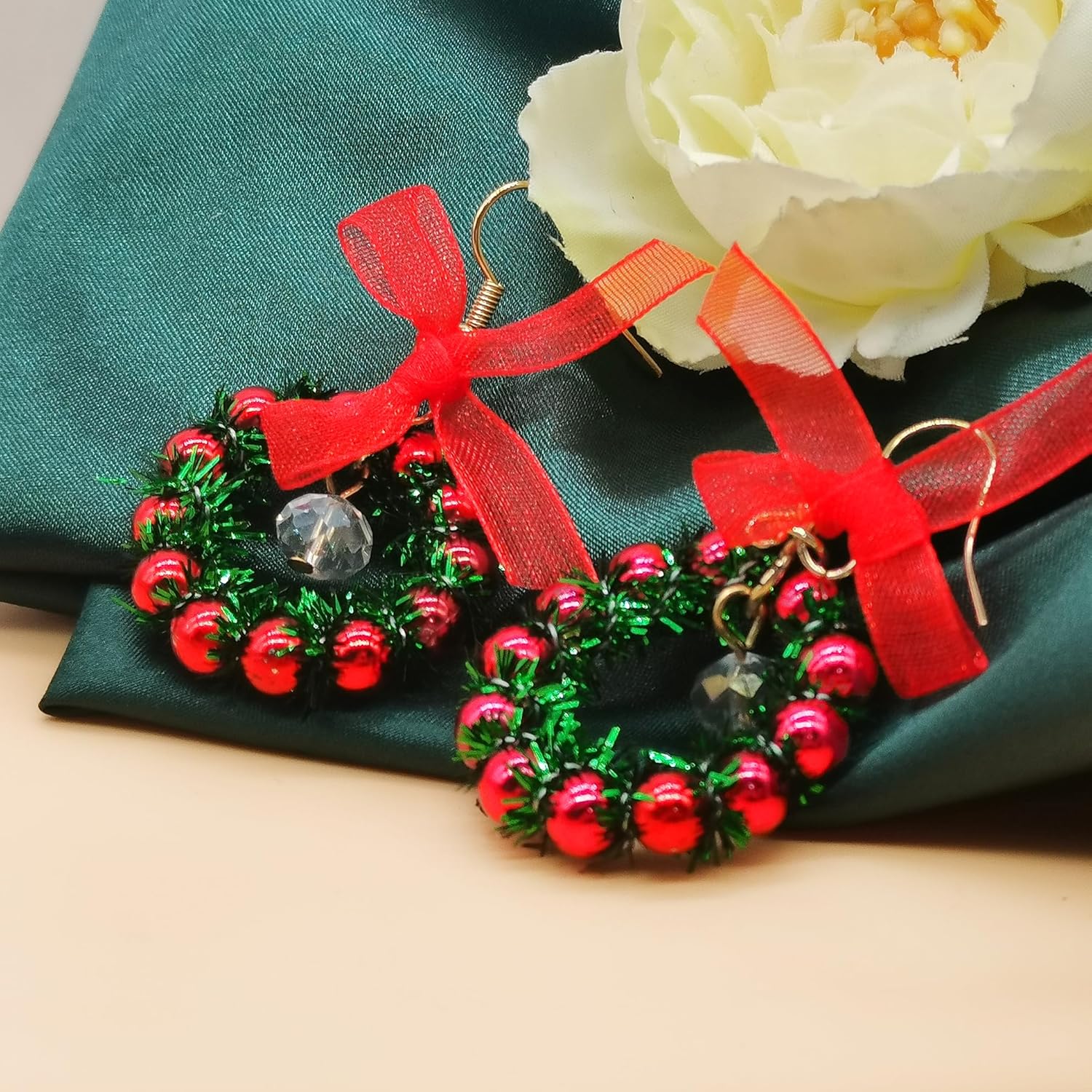 Christmas Earrings for Women Xmas Tree Jingle Bell Bow Dangle Earrings Cute Green Wreath Drop Earrings Christmas Festival Party Decor Jewelry for Friend Family - Image 5