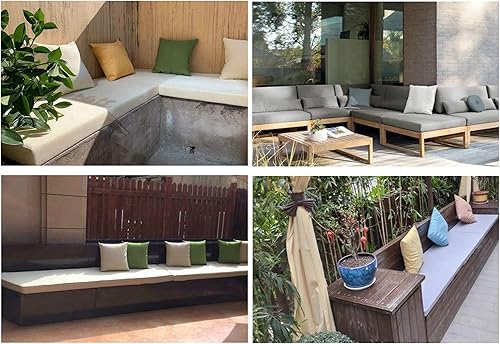 Miniatura 7 de Hruile Cojín para banco de jardín de 2 y 3 plazas, impermeable, con lazos de fijación, cojín de espuma de alta densidad de 3 pulgadas de grosor,