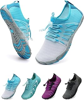 Unisex Barfußschuhe Damen Herren Wasserschuhe Badeschuhe Schnell Trocknend Weich Traillaufschuhe Fitnessschuhe mit rutschfest Sohle & Breiter Zehenbox