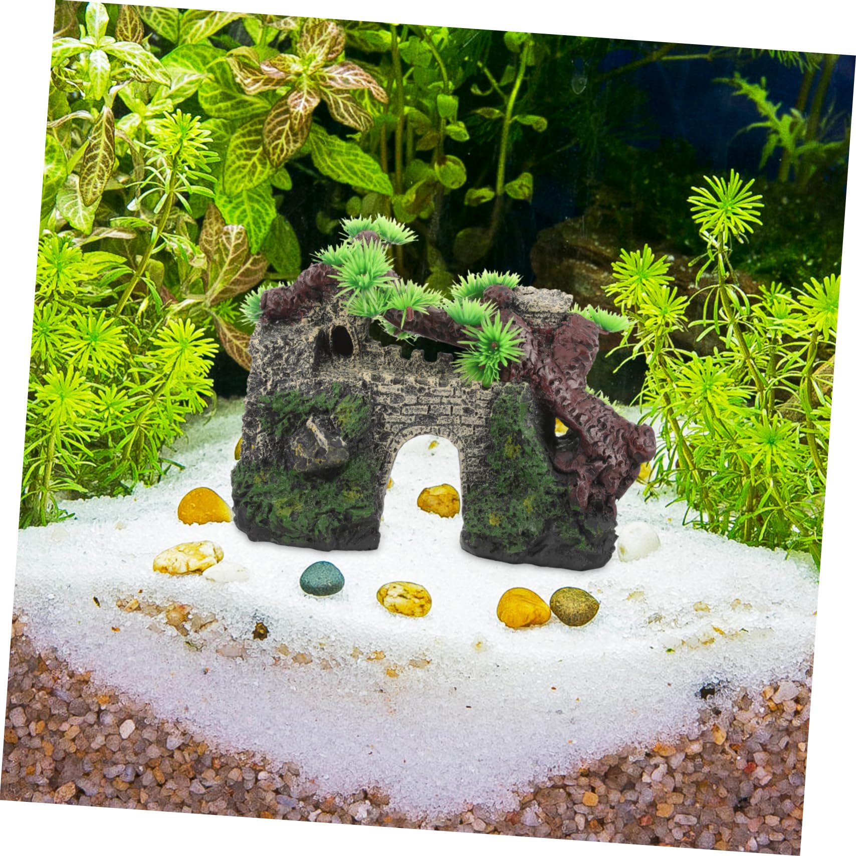 Amosfun 3 Pezzi castello dell'acquario Decor del serbatoio di pesce UV piante decorative per acquari decorazione di pesce castello acquario artificiale decorazione dell'acquario resina
