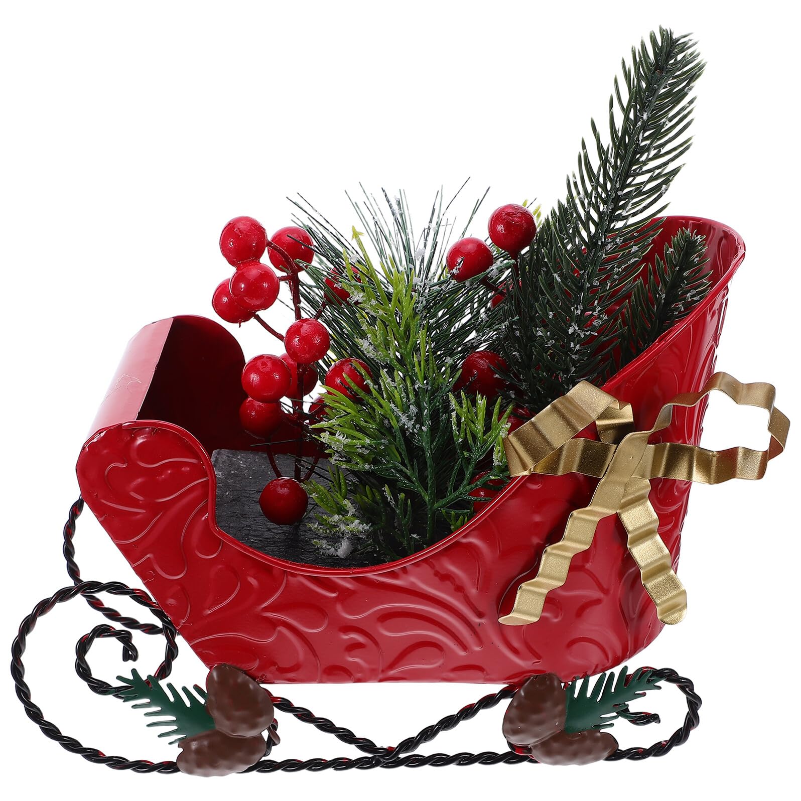 Homoyoyo Adorno de Trineo Navideño Rojo de Hierro para Decoración de Escritorio Resistente y Reutilizable para Ambiente Festivo y Hogar Navidad