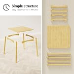 Bamboo Dining Table, Small Kitchen Table for 2, 27.6" Square Dining Tables for Small Space, Easy Assembly, Dinner Table for Dining Room, Living Room, Kitchen, Office(Natural)