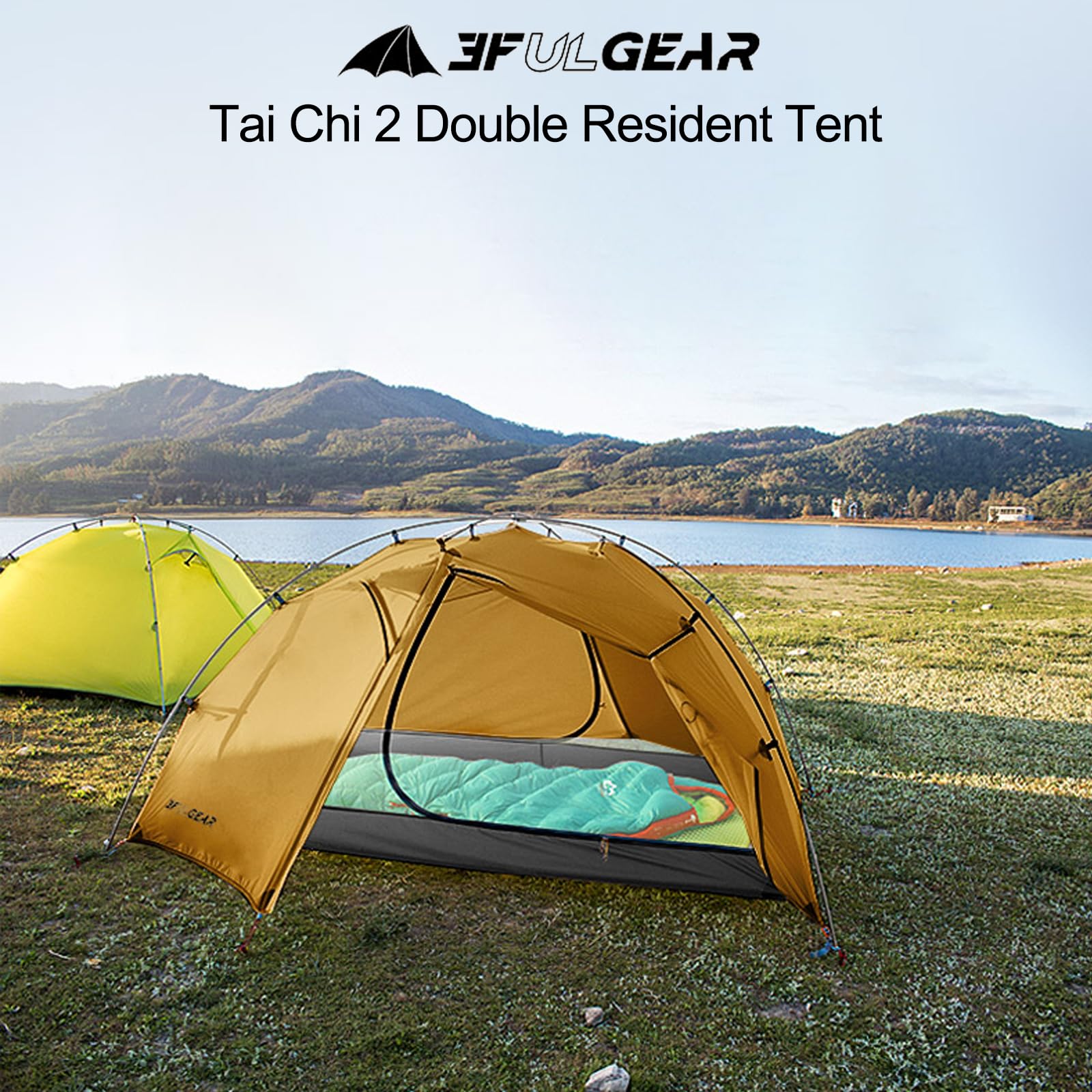 3F UL GEAR Taiji 2 Camping Tent Ultralight Waterproof Professional Backpacking Tent, 2 Person Tent for Camping/Fishing/Hiking/Climbing(3/4 Season) (3 Season, Khaki) Sports & Outdoors