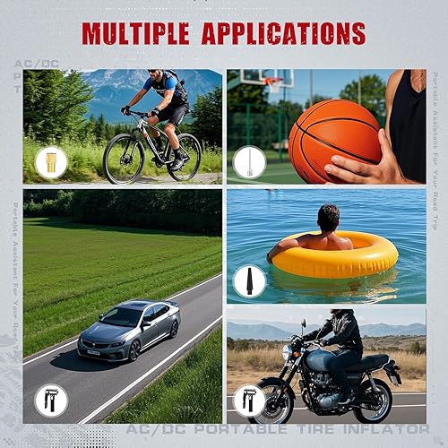 Miniatura 7 de AVID POWER Inflador de neumáticos, compresor de aire portátil ACDC, inflador automático de neumáticos con medidor, compresor de aire pequeño de 12