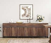 Vista 3 de WAMPAT Gabinetes Aparador Buffet Multifuncionales 3 en 1, Aparador Moderno con Estante Ajustable y Base de Metal, Gabinete de Barra de Café Gabinete