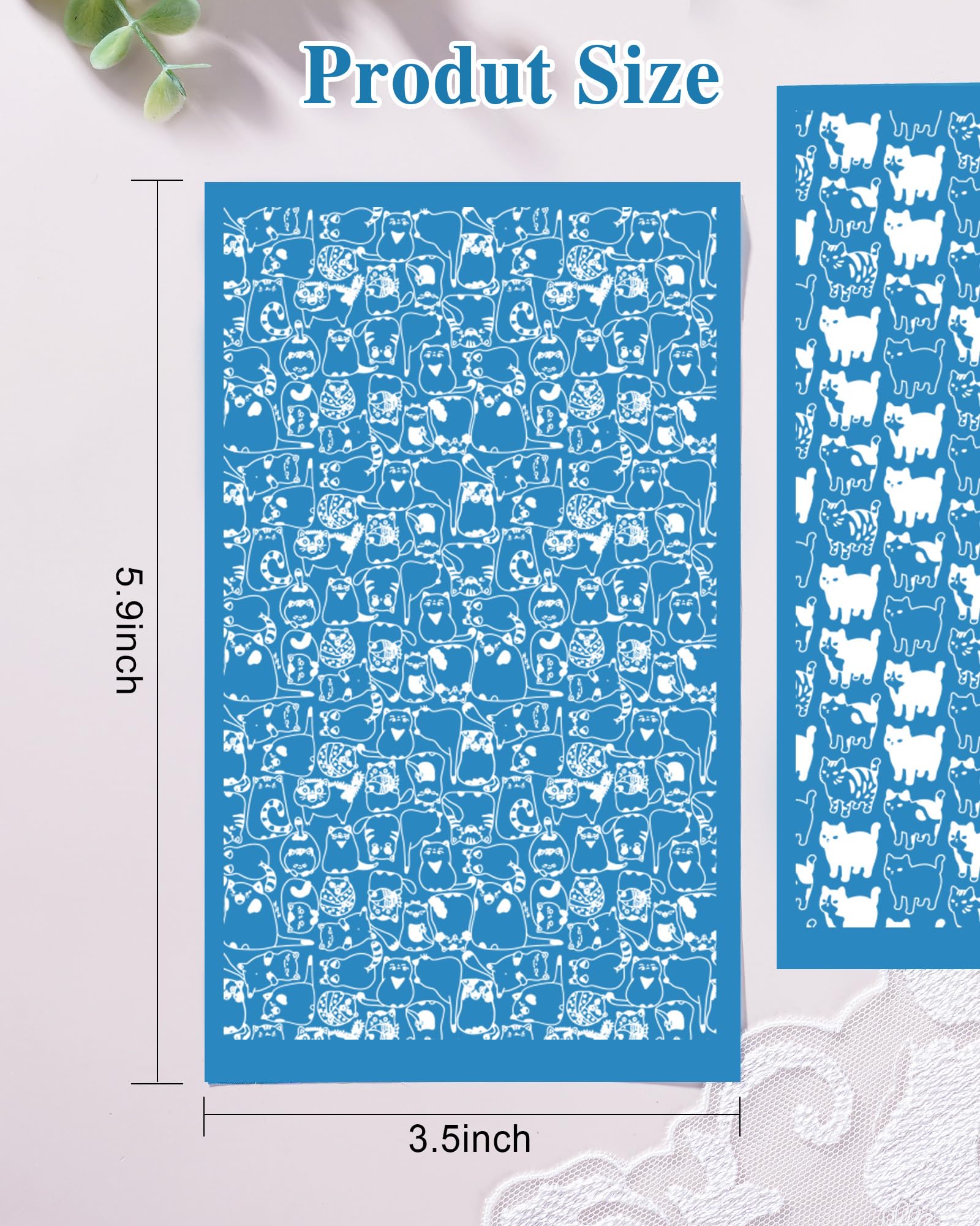 Puocaon Cats Clay Silkscreen Stencils - 6 Pcs Cute Animal Kittens Polymer Clay Silk Screen Stencils for Earrings, Black Cat Polymer Clay Earrings Jewelry Design