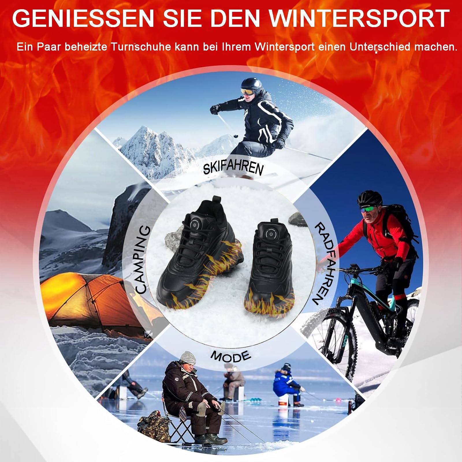 Chaussures de Sport chauffantes Rechargeables USB,Chauffantes pour Hommes et Femmes, Chauffe-Pieds électrique à 3 Vitesses de température, Running Sneakers Voyages d'hiver Alpinisme