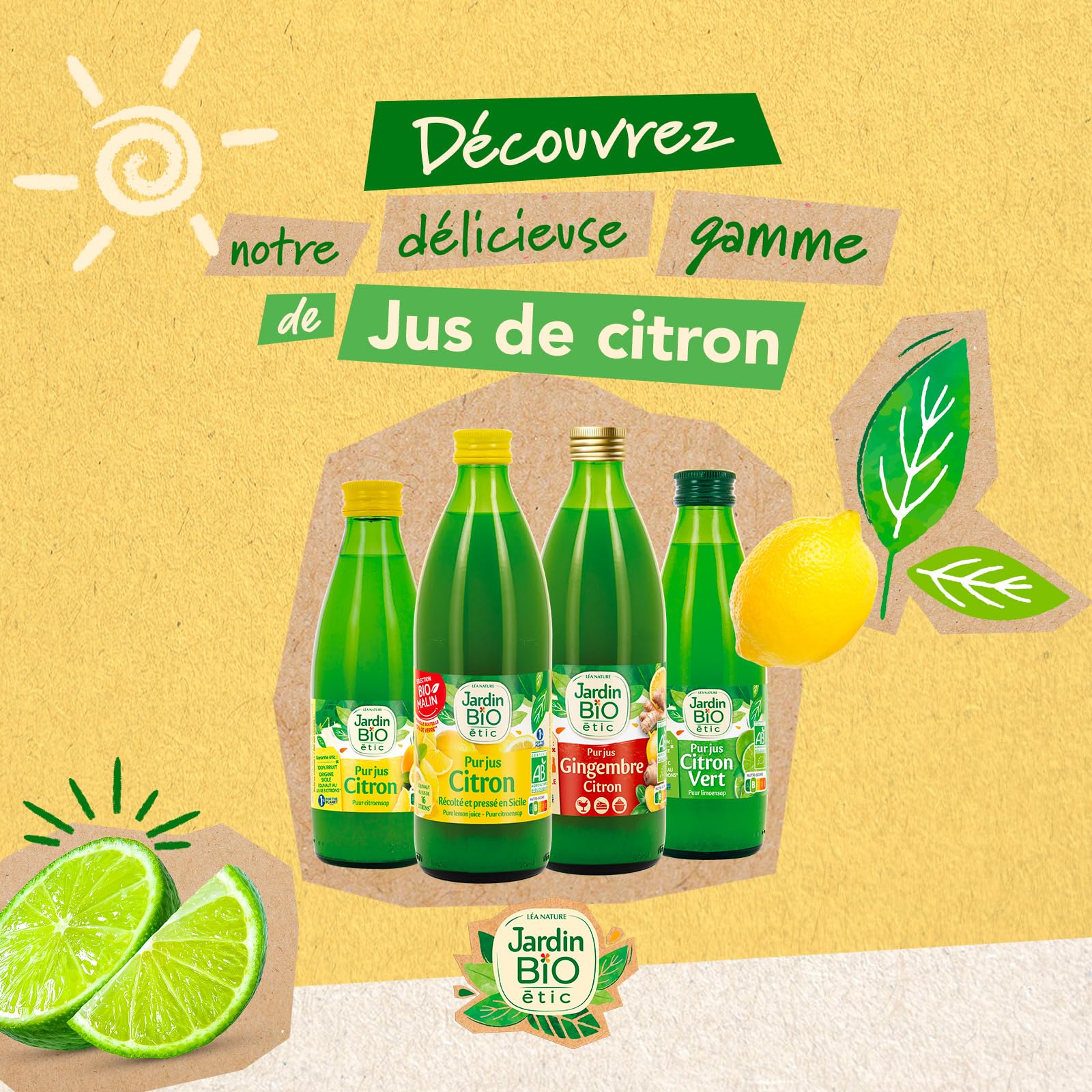 Jardin BiO étic – Pur Jus Gingembre Citron BIO 50cl | Gingembre équitable & Citron originaire de Sicile – Parfait pour assaisonner et cuisiner – Légèrement relevé