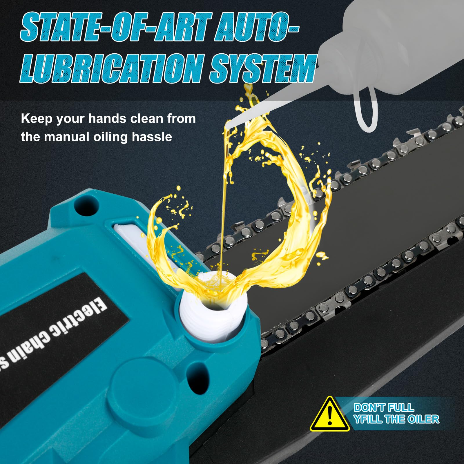 Motosierra Inalámbrica 8 y 10 Pulgadas para Makita 18V (sin Batería) | Mini Motosierra sin Escobillas, Lubricación Automática de Cadena, 2 Placas, 4 Cadenas, Guantes, Gafas y Maletín