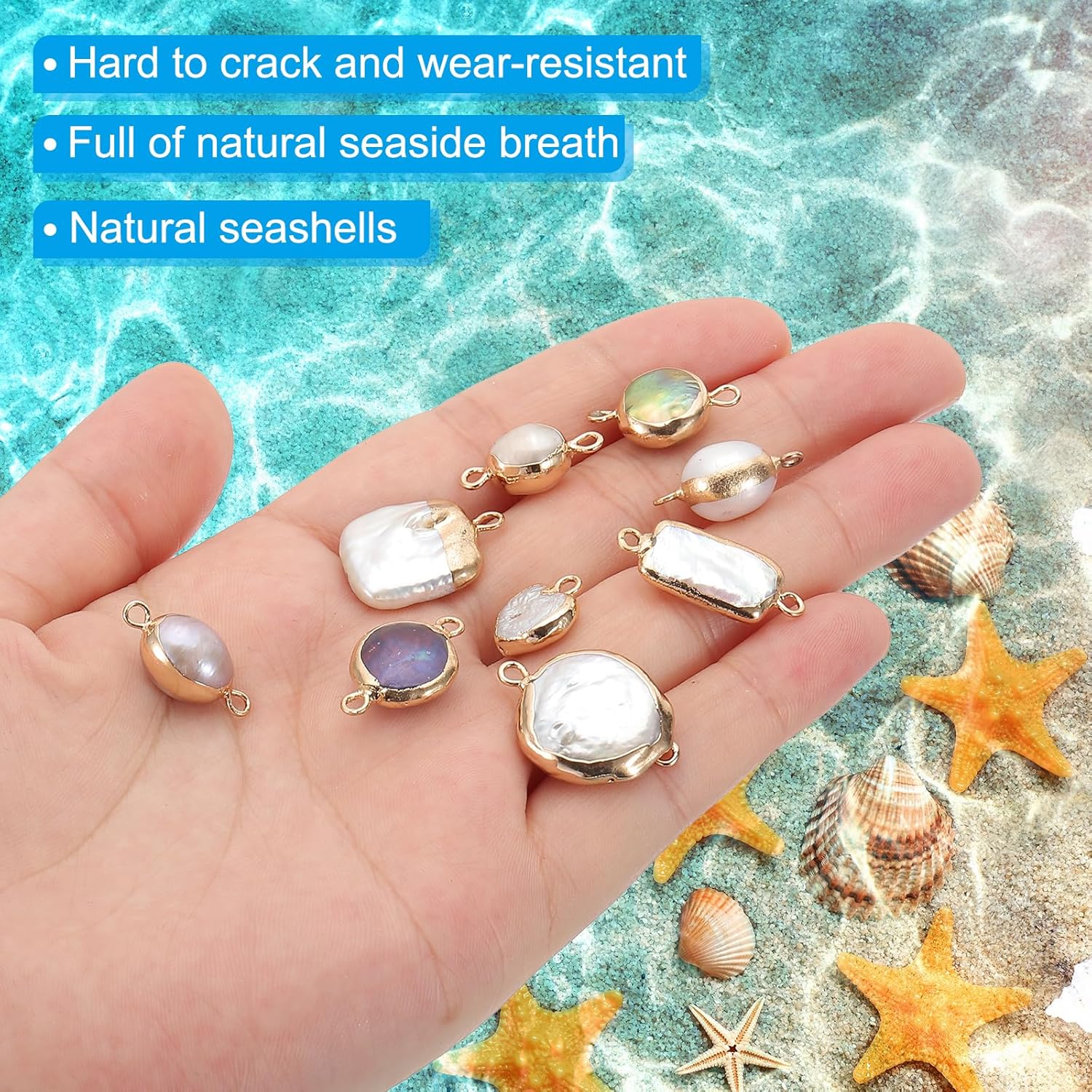 PATIKIL Natural Freshwater Pearl Charm, Culture Pearl Beads Links Connectors with Hole for Necklace DIY Ocean Pendants Jewelry Making - Image 3