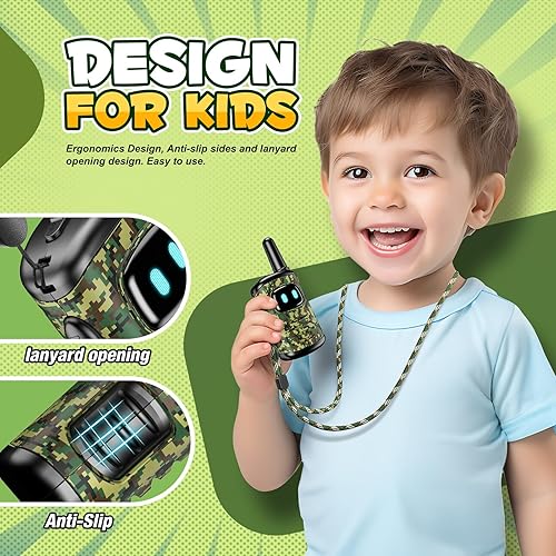 Miniatura 2 de Juguetes para niños de 3 a 8 años mini Walkies Talkies recargables con cordón, paquete de 2 regalos de Navidad y cumpleaños para niños de 3, 4, 5, 6