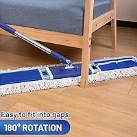 Vista 8 de 36" Mopa comercial para polvo: Escoba de polvo seco para limpieza de pisos de madera dura - 2 almohadillas de mopa reutilizables, mango largo de 59