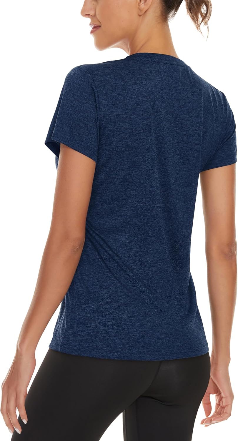 MAGCOMSEN 2 Pack Womens Short Sleeve Tees Moisture Wicking Shirts Summer V Neck Running Tops - Image 4