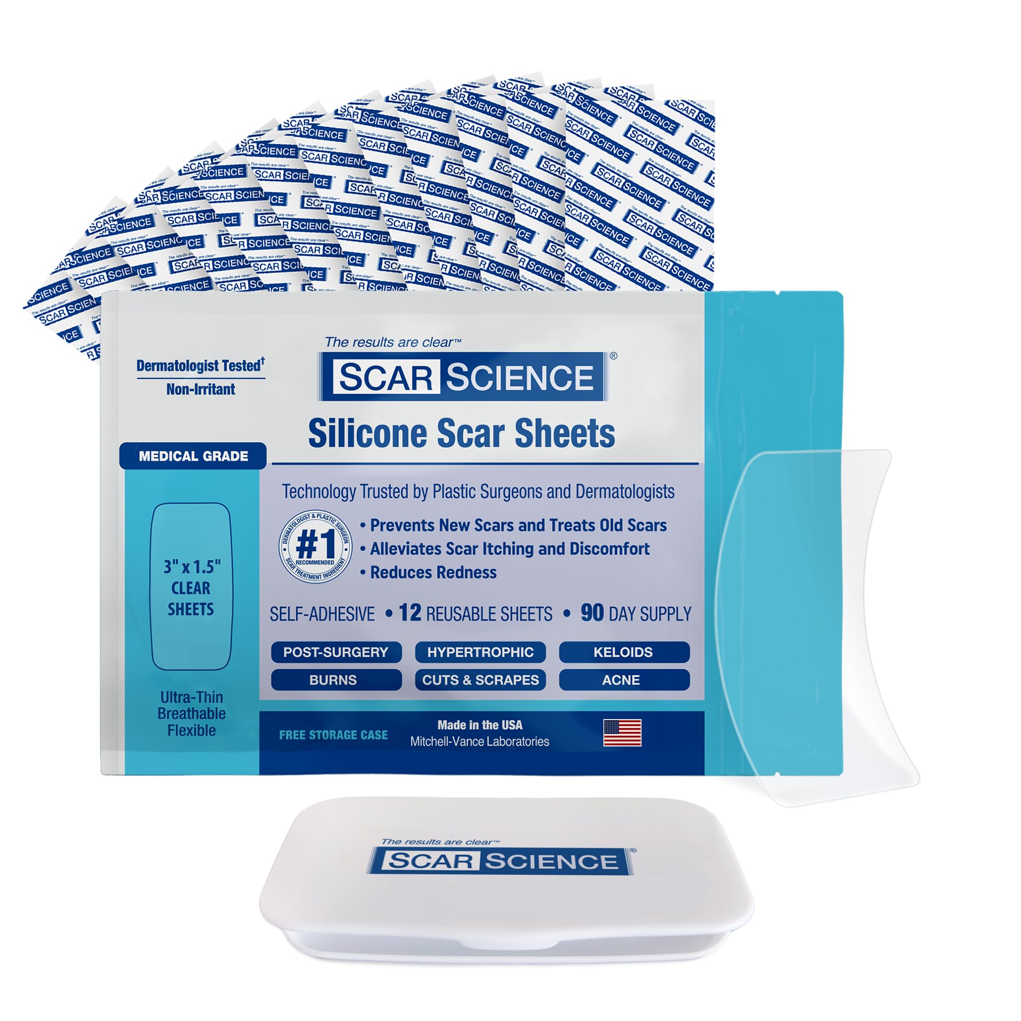 Elix·care - Scar Reducing Patch | Hyaluronic Acid | Dermatologist Recommended | Waterproof & Sun Protection | Ideal For Post-Surgery Scars, Large, Polyurethane (PU