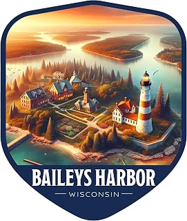 Baileys Harbor Wisconsin Vintage Shield Badge Souvenir - 6-Inch Vinyl Magnet