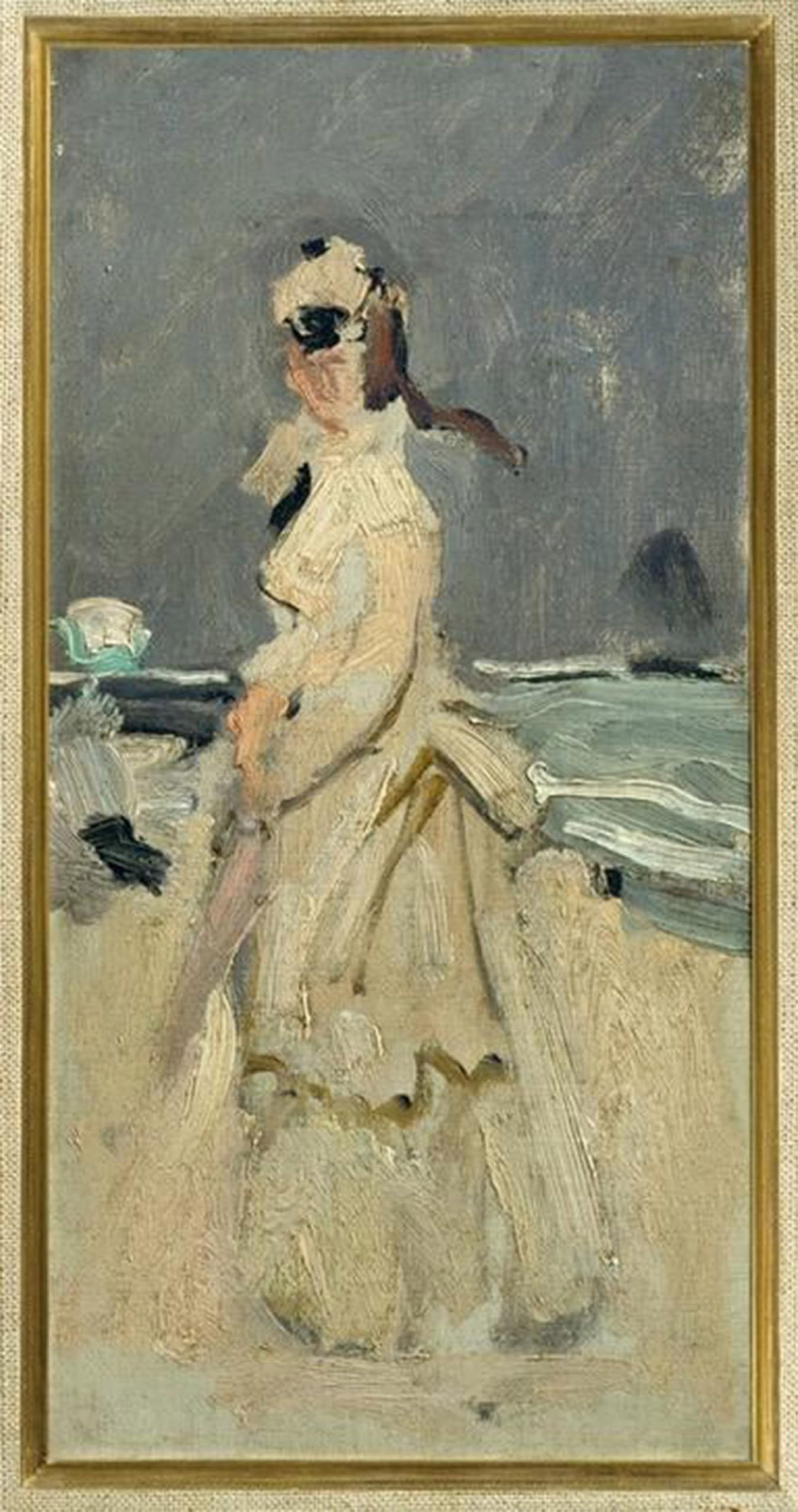 POSTERIIk Vintage Classic Picture Landscape Artwork Camille Sur La Plage by Claude Monet Portrait Canvas Painting for Office Home Decor 60x90cm