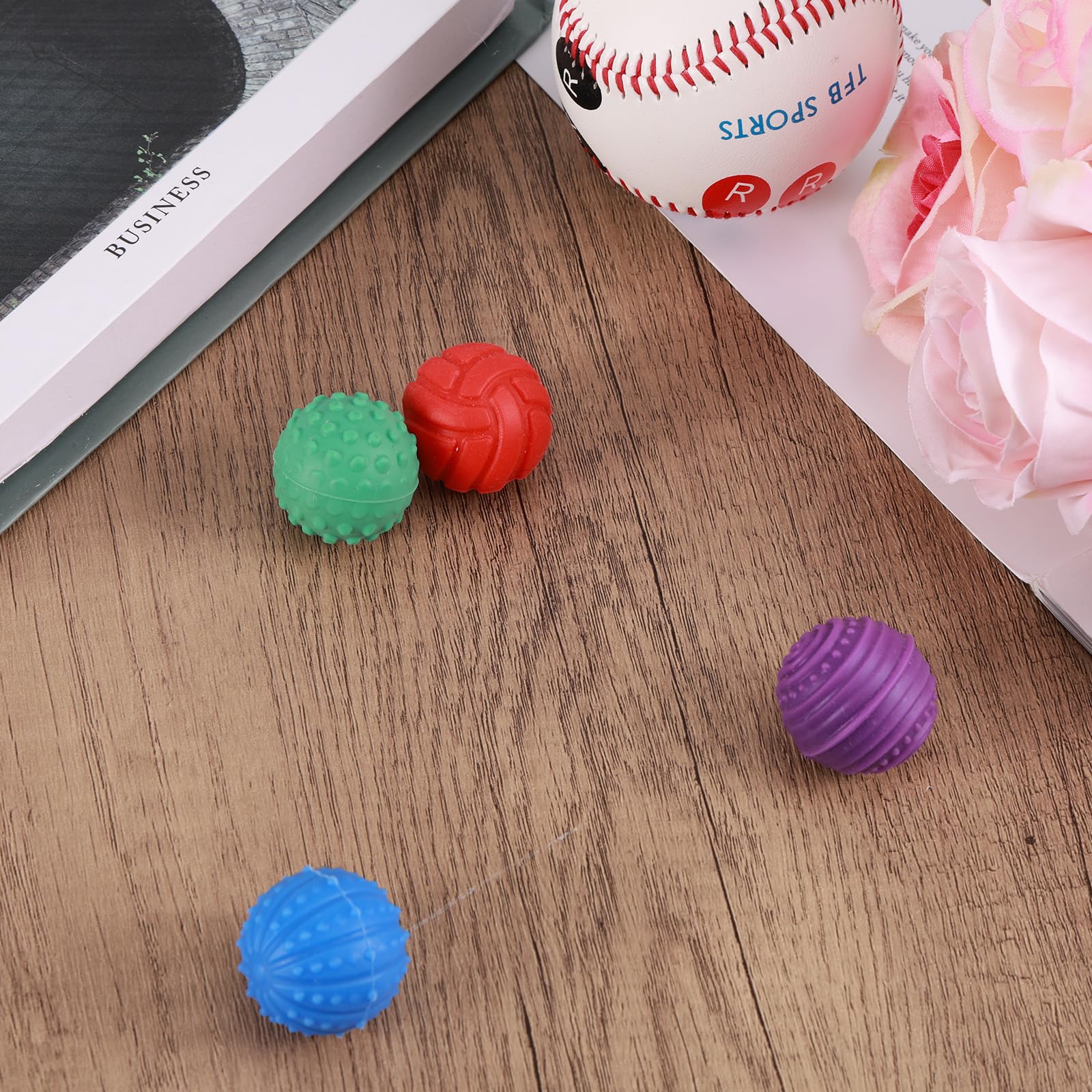 Tinoaly 4pcs Magnetic Texture Ball Toy, Silicone Magnetic Fidget Balls for Relaxation Focus Tools Soft Silicone Texture Fidget Ball for Adults Kids Travel Gifts (4 Styles) - Image 3