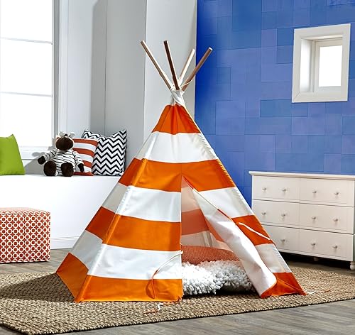 Miniatura 2 de Tienda tipi para niños, naranja con rayas blancas