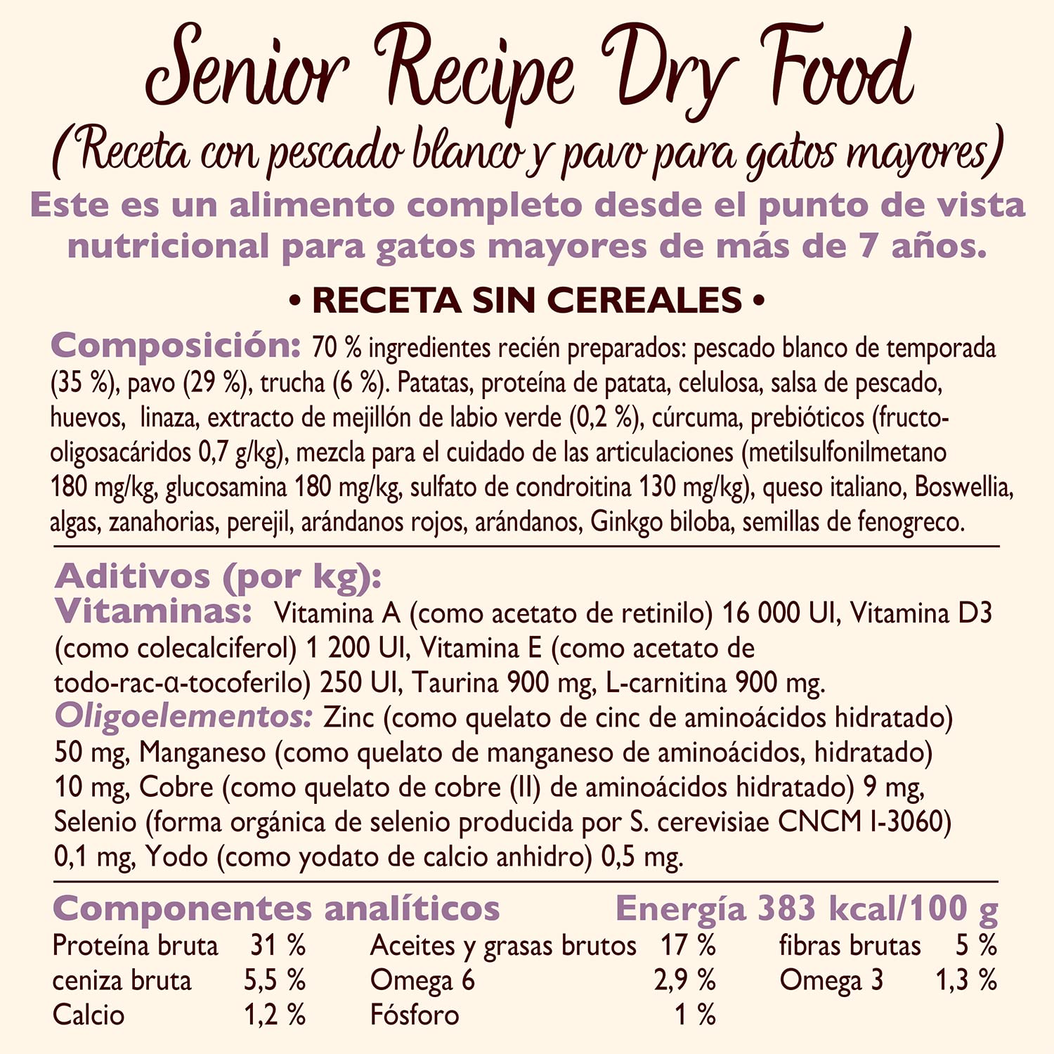 Lily's Kitchen Elaborado con ingredientes naturales alimento seco para gatos mayores pescado blanco con pavo y trucha receta sin cereales 4 x 800g