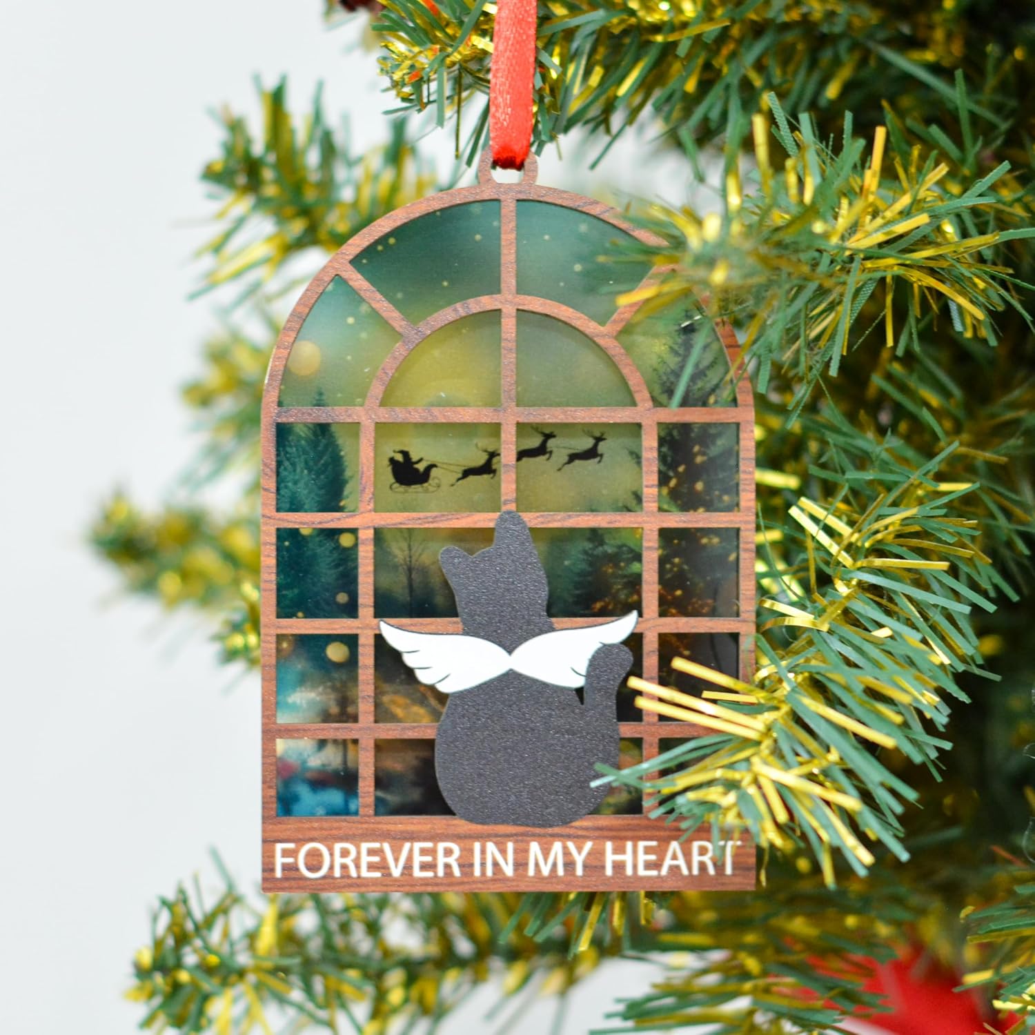 ペットメモリアルクリスマスオーナメント 猫を亡くした猫へのメモリアルギフト 猫のメモリアルオーナメント ペット喪失のお悔やみギフト