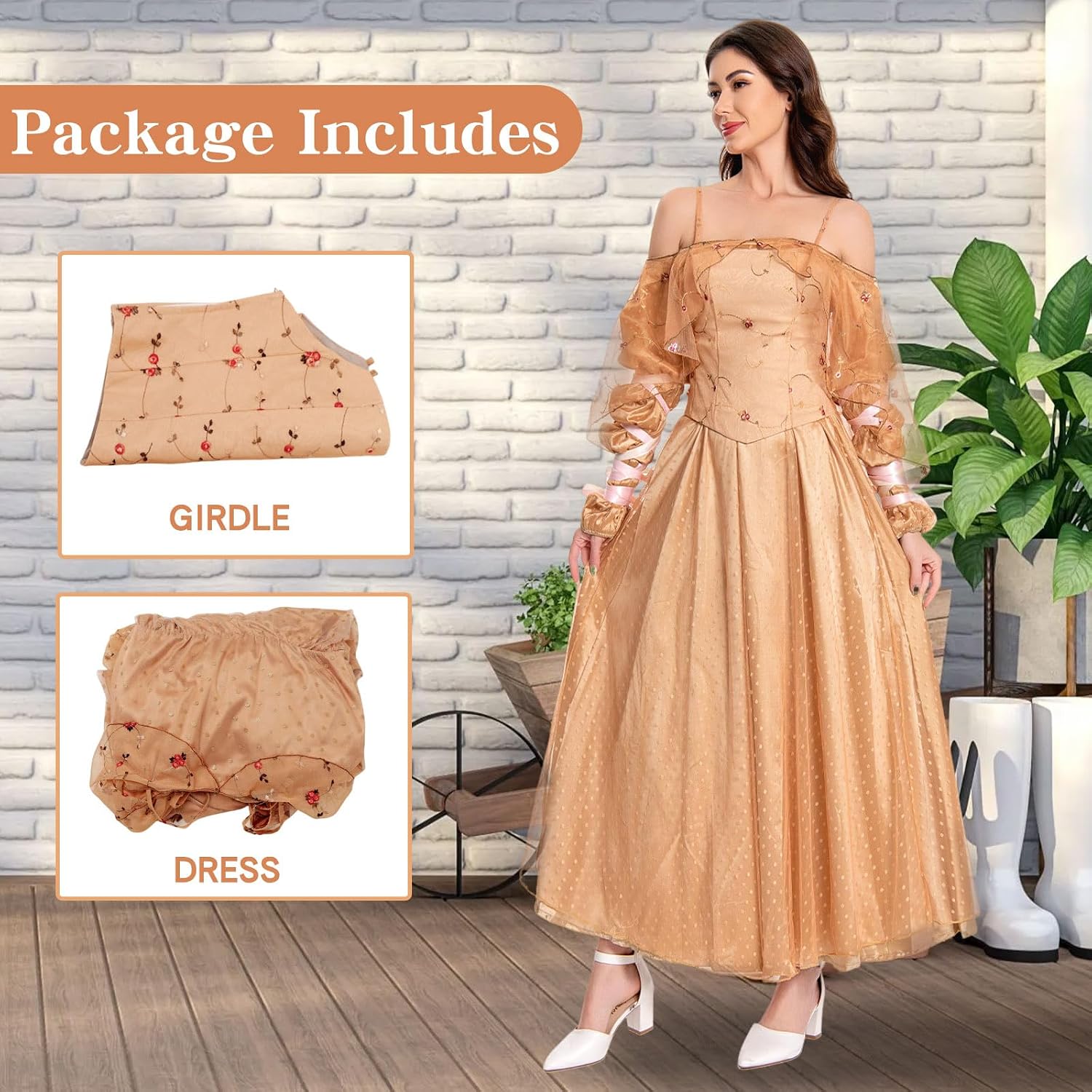 Princess Costume Dress Women Queen Cosplay Outfit Corset Accessories Yellow Dresses for Adult