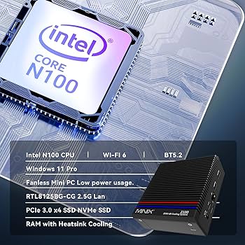 未使用品　MINIX NEO Z100 ファンレスミニpc 12世代N100 Amazon.com: MINIX Z100-0dB Fanless Mini PC, Intel 12th Gen N100