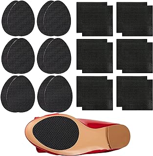 24Pcs Non-Skid Shoe Pads, Anti-Slip Shoe Grips for High Heels, Self-Adhesive Non-Slip Shoes Pads, Wear-Resistant Rubber Sole, Non-Slip Noise Reduction for Men&Women's Boots, Flats Etc (Black）