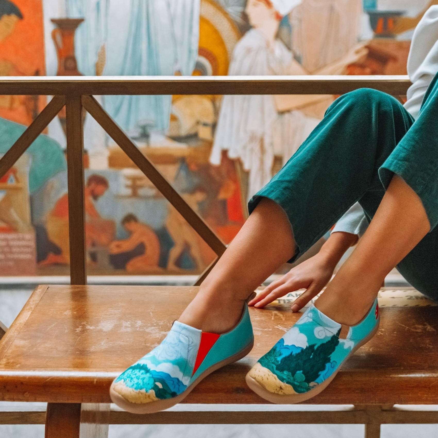 UIN Damen Slip Ons Schuhe Kunst Gemalt Loafer Lässige Wanderschuhe Leichtgewicht Bequeme kunstbemalte Reiseschuhe Toledo 1