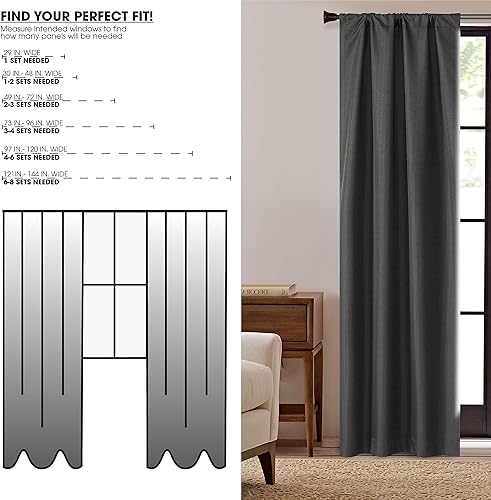 Miniatura 5 de Dearfoams Juego de 2 cortinas opacas de eficiencia energética, 37 x 84 pulgadas, color negro