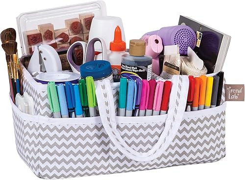 Miniatura 7 de Organizador de almacenamiento Circles Gray  Cuerpo de círculos, asas y forro, ribete sólido, gris y blanco, dos asas, 12 x 6 x 8 pulgadas