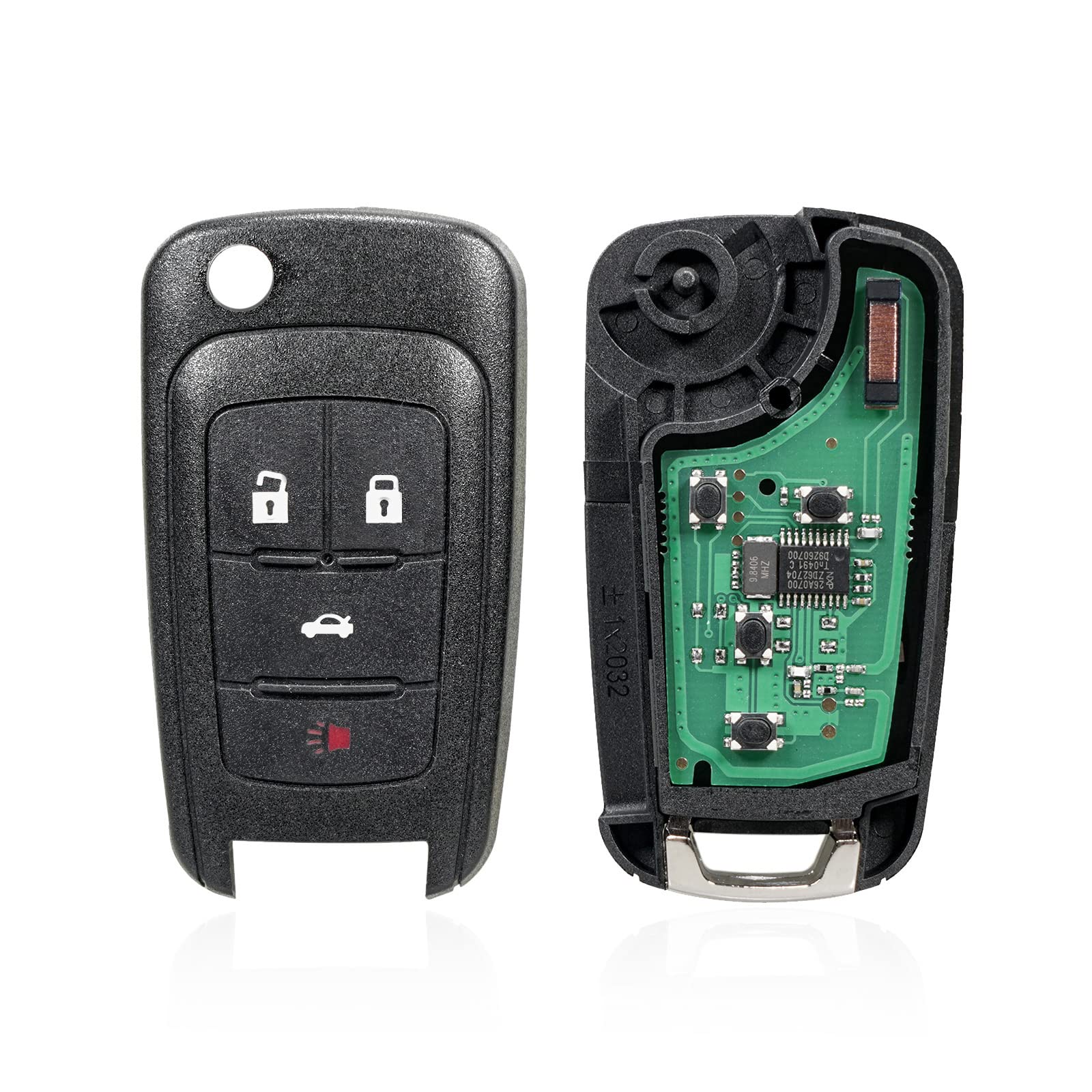 HIBEYO Custodia per Chiave Auto, Adatta per Buick, Custodia per Chiavi per GS Lacrosse, Enclave Encore Envision Verano Opel Astra con Telecomando e Strass argentati