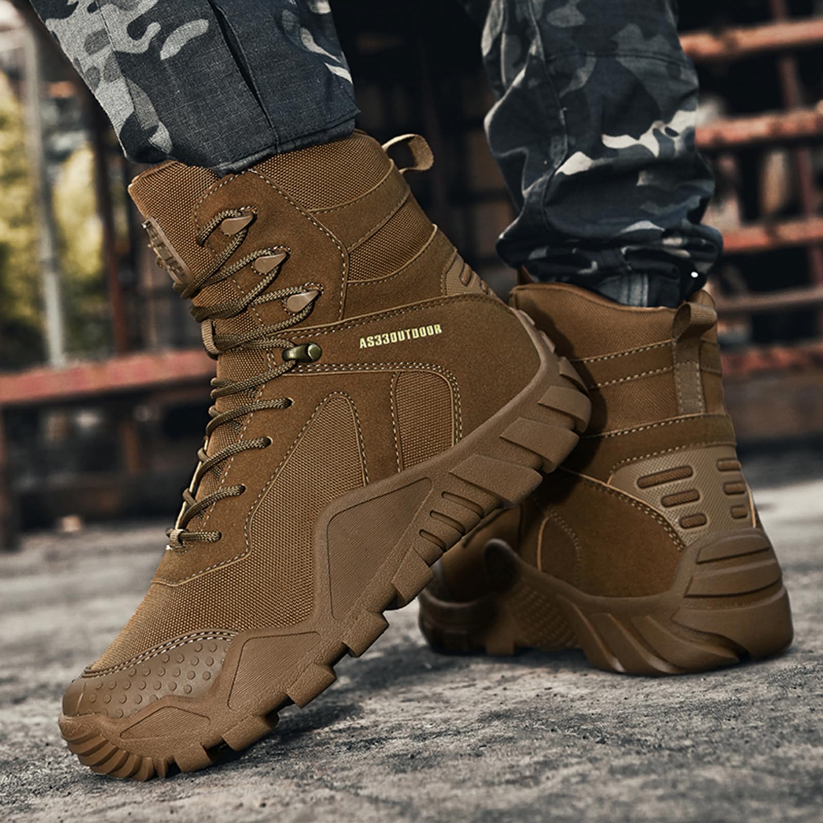 Botas de combate duraderas para hombre, botas de caza, antideslizantes, impermeables, para senderismo y trekking, para aventuras