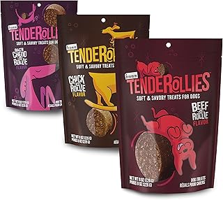 Tenderollies Dog Treat Variety Pack - Premium Soft & Savory Dog Treat Sample Pack (Bacon, Beef, Chicken) - Pack of (3) 8 oz Bags