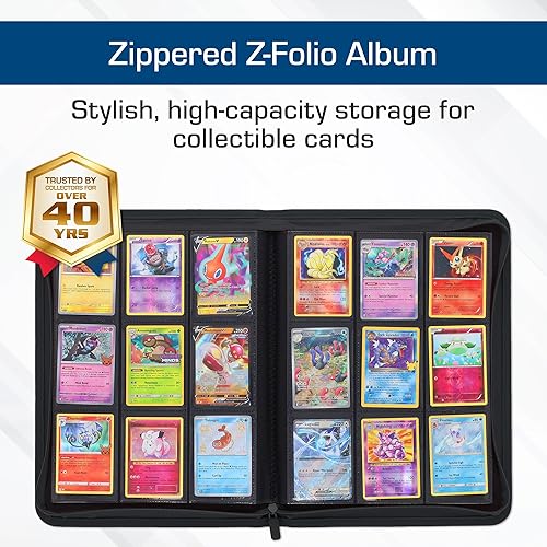 Miniatura 2 de BCW Z-Folio - Álbum LX de 9 bolsillos - Negro  Organizador de tarjetas con cremallera segura  Carpeta de colección de tarjetas de cuero sintético