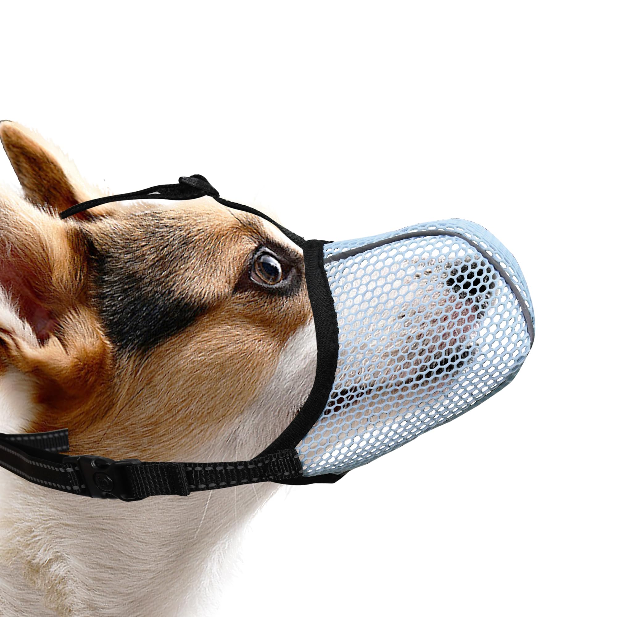 JOYPAWS Soft Dog Muzzle, Breathable Soft for All Breeds Dogs to Anti Prevent Chewing Barking Biting, Adjustable Reflective Basket Muzzle with Air Mesh Blue S — image 1