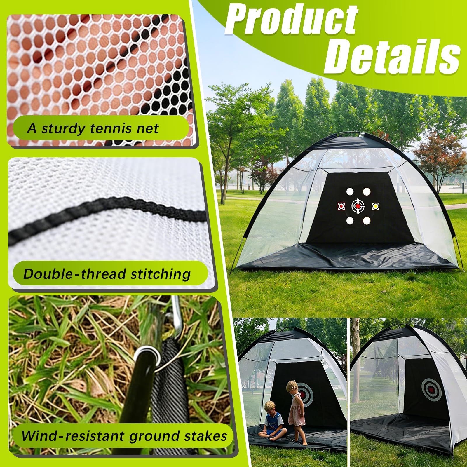 Golf Übungsnetz, 300 x 200 cm Golf Chipping Netz für Indoor und Outdoor Golf Trainingshilfen mit Rasenmatte Golfbälle Tees Sandsack Haken Zähler und Tragetasche für Training im Innen- und Außenbereich
