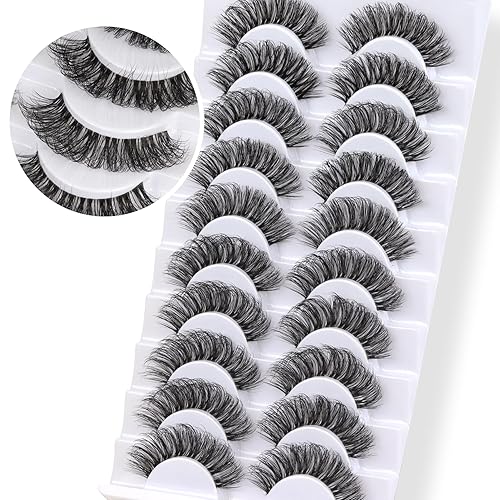 Veleasha Pestañas rusas con banda transparente que parecen extensiones de pestañas rizadas D, paquete de 10 pares (DT04)