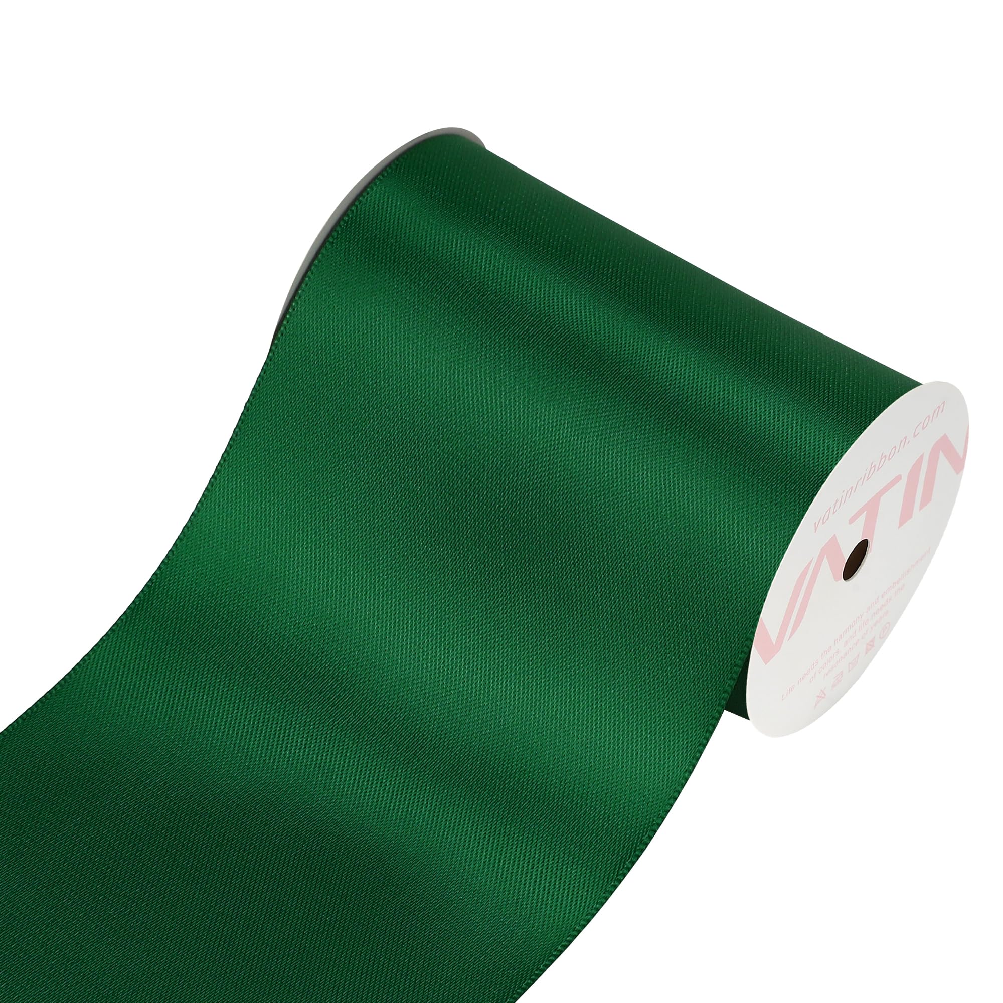 VATIN Double Face Forest Green Satin Ribbon 3" Continuous 10 Yards,Forest Green Polyester Fabric Ribbon use for Bows Bouquet, Gift Wrapping, Floral