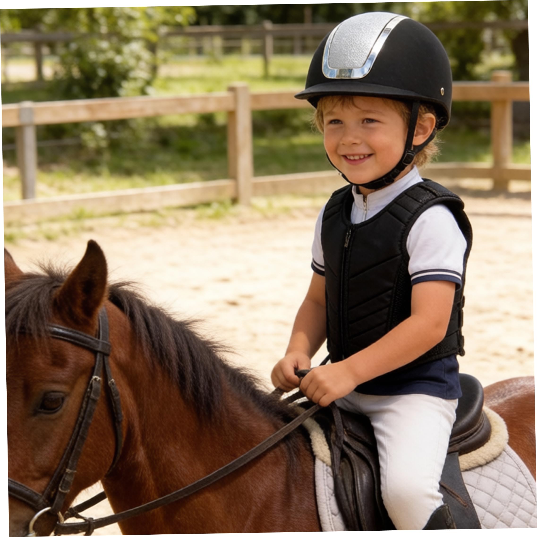 Casco da Equitazione, Casco da Equitazione per Bambini Resistente agli Urti per Allenamento all'aperto - Nero Opaco, vestibilità Regolabile 48-52 cm